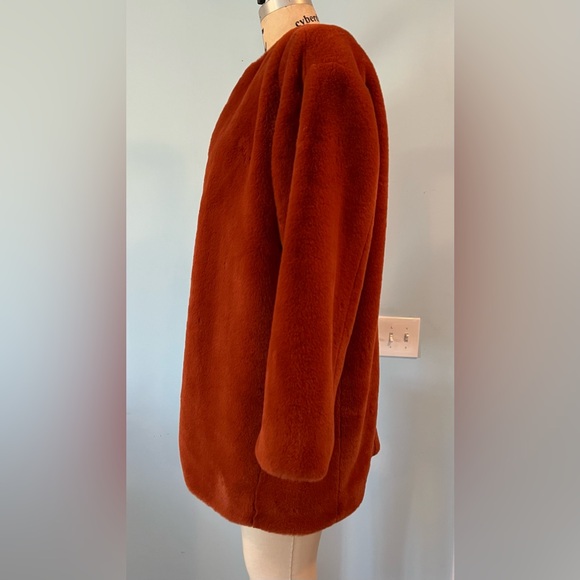 NWOT Madewell SUPER Soft Faux Fur Jacket- Rich Rust Color. Orange. Medium. - Picture 5 of 6